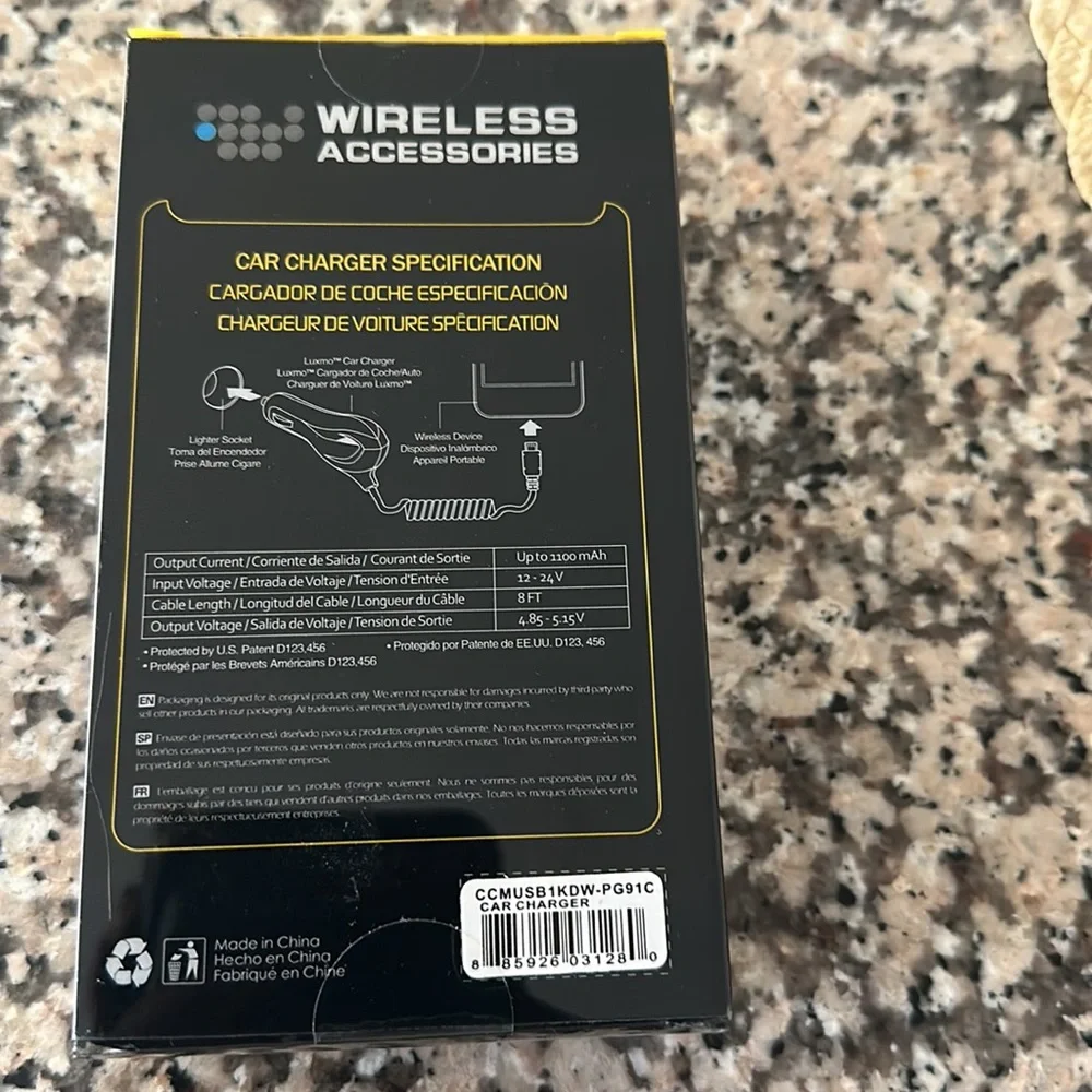 NWT POWER 8ft. Car Charger. For Wireless Devices.